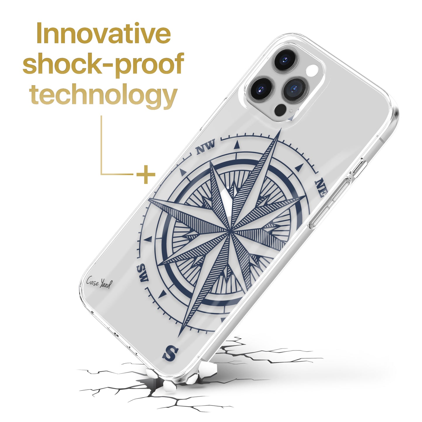 TPU Clear case with (Compass Rose) Design for iPhone & Samsung Phones