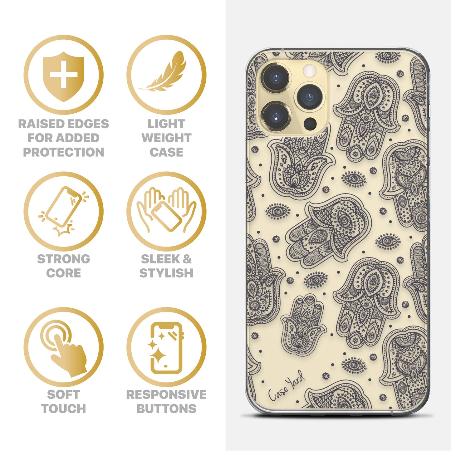 TPU Case Clear case with (Hamsa Overload) Design for iPhone & Samsung Phones