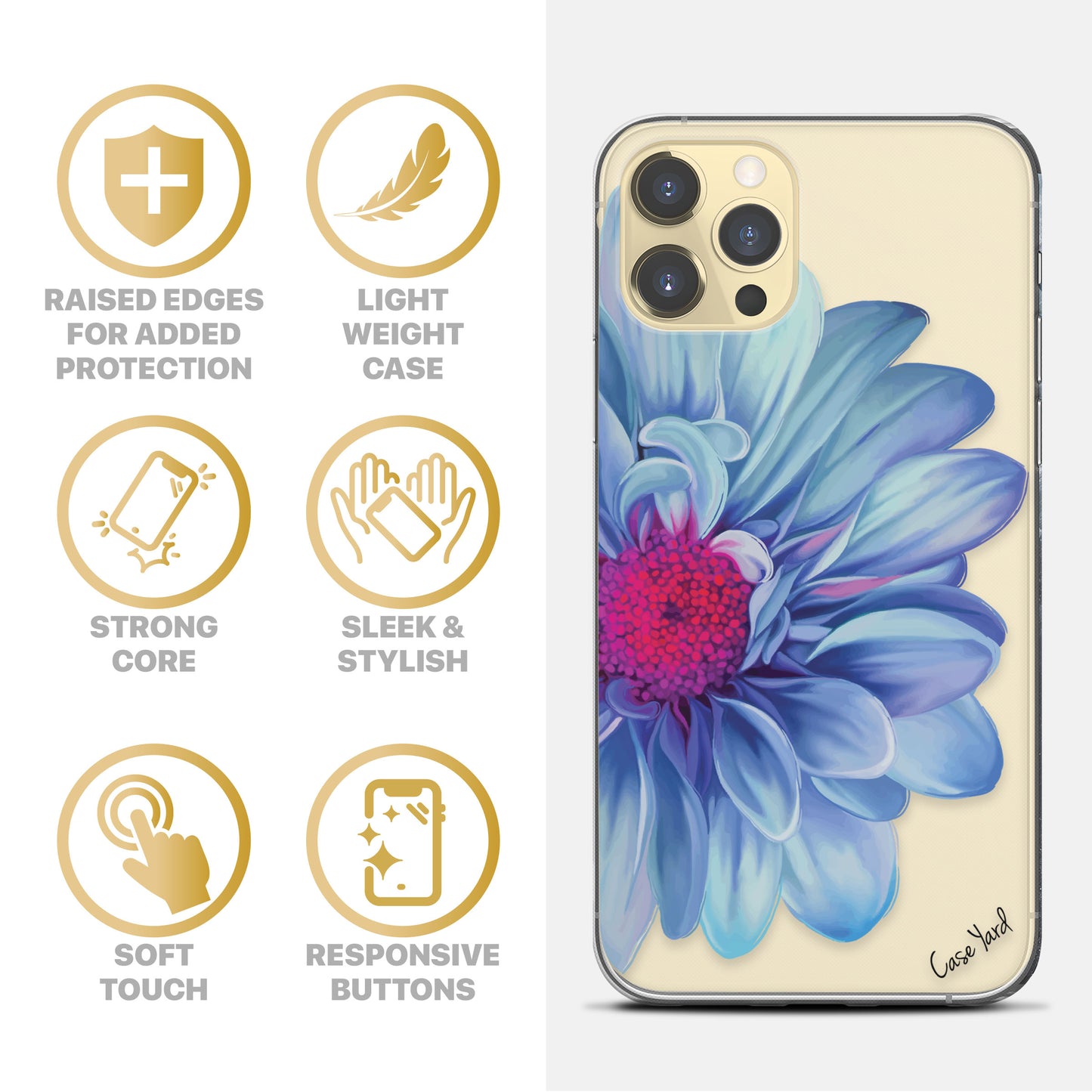 TPU Clear case with (Mona Lisa Flower) Design for iPhone & Samsung Phones