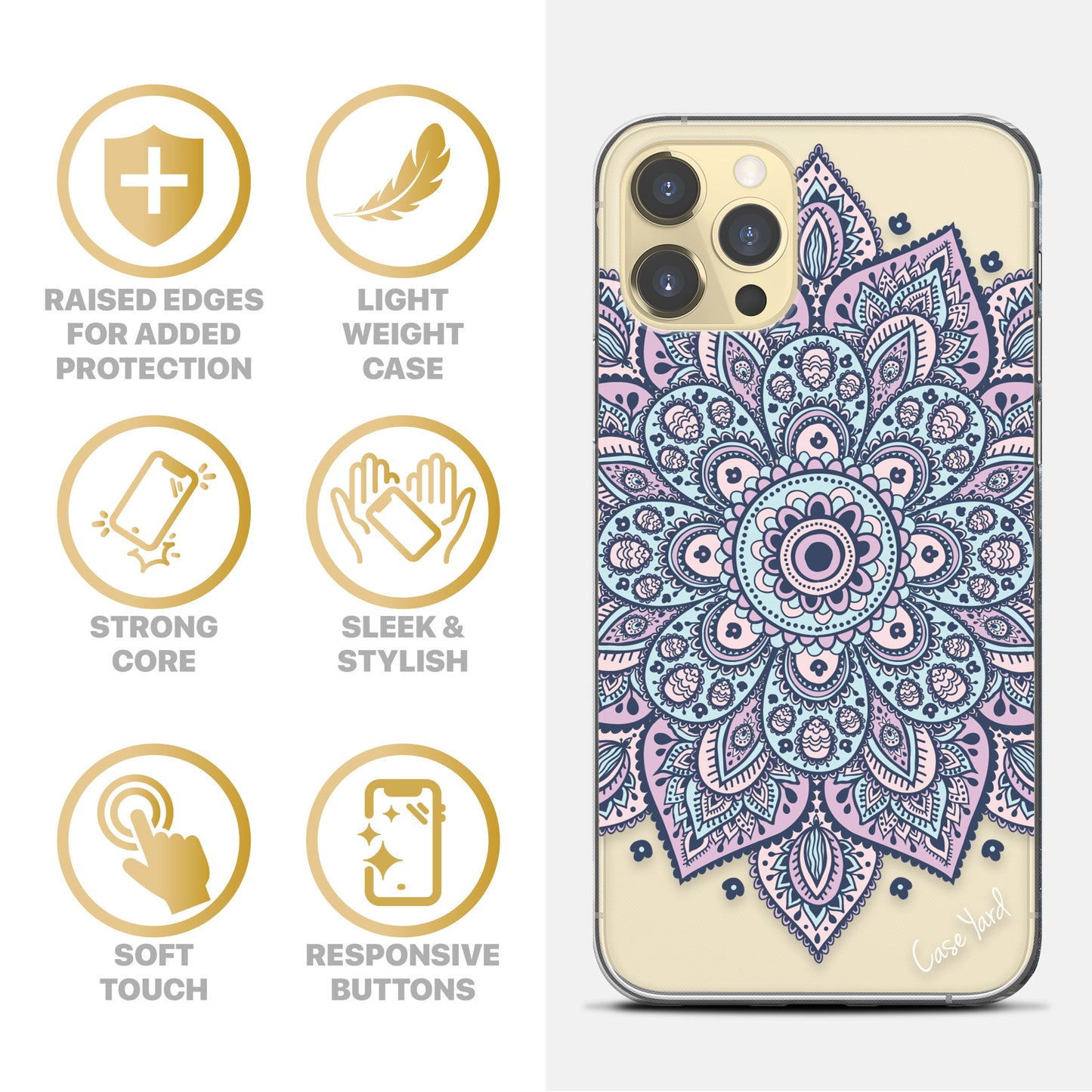 Dakota Mandala TPU Clear Phone Case for iPhone & Samsung Phones