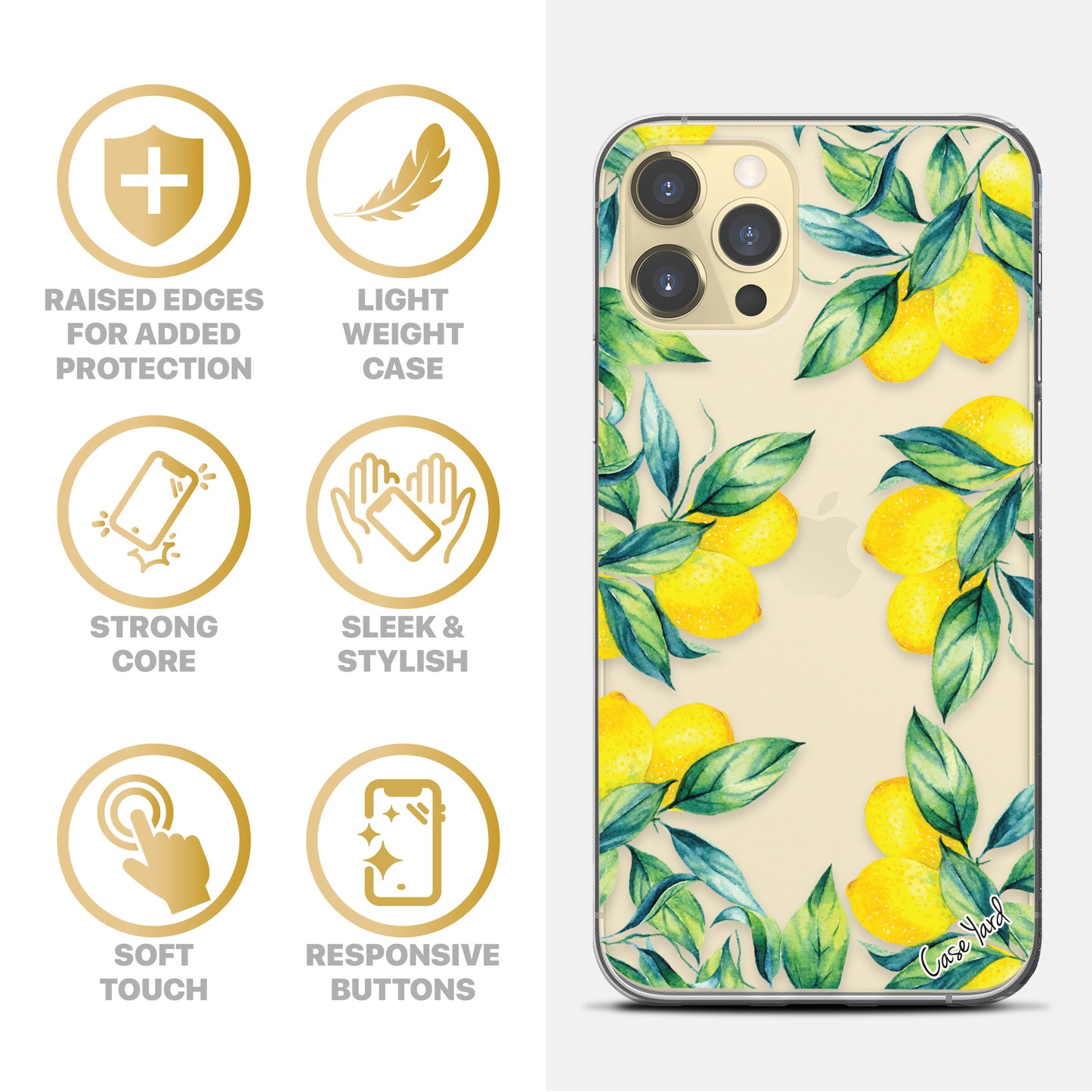 TPU Clear case with (Lemons) Design for iPhone & Samsung Phones