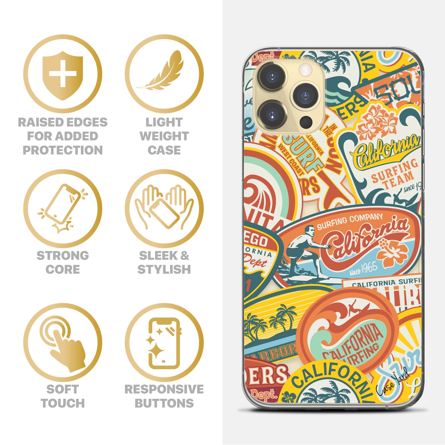 TPU Case Clear case with (Surfing Teams) Design for iPhone & Samsung Phones