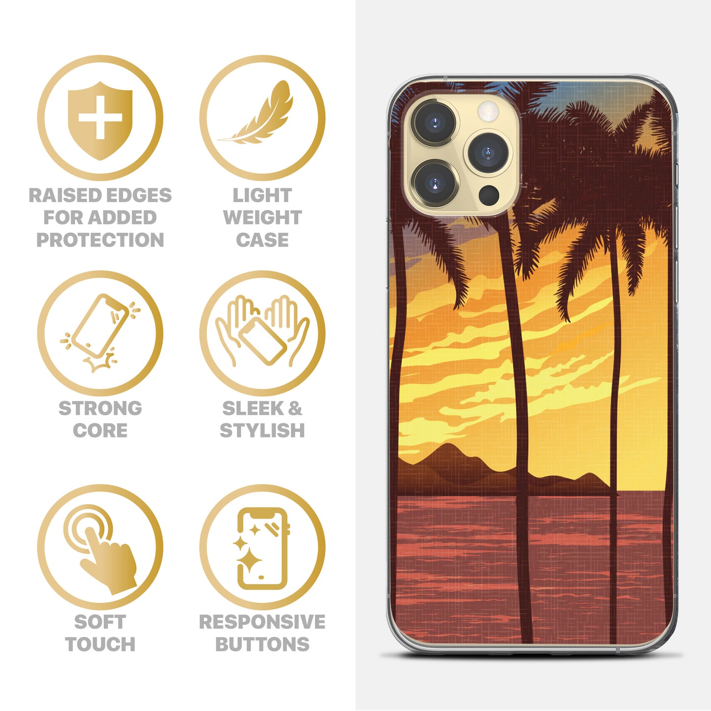 TPU Case Clear case with (Hawaii) Design for iPhone & Samsung Phones