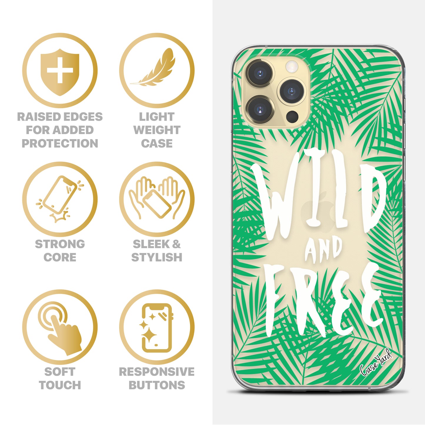 TPU Case Clear case with (Wild & Free Palm Tree) Design for iPhone & Samsung Phones