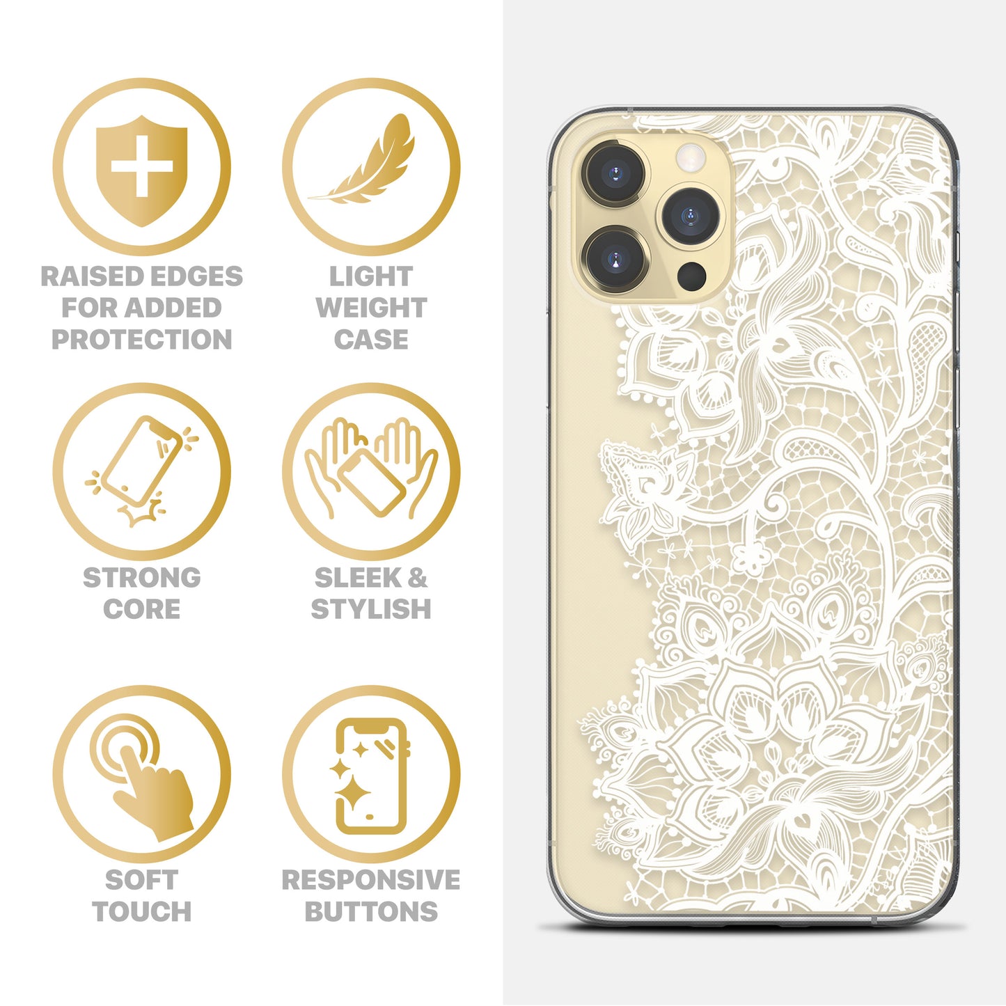 TPU Clear case with (Lace Dolly) Design for iPhone & Samsung Phones