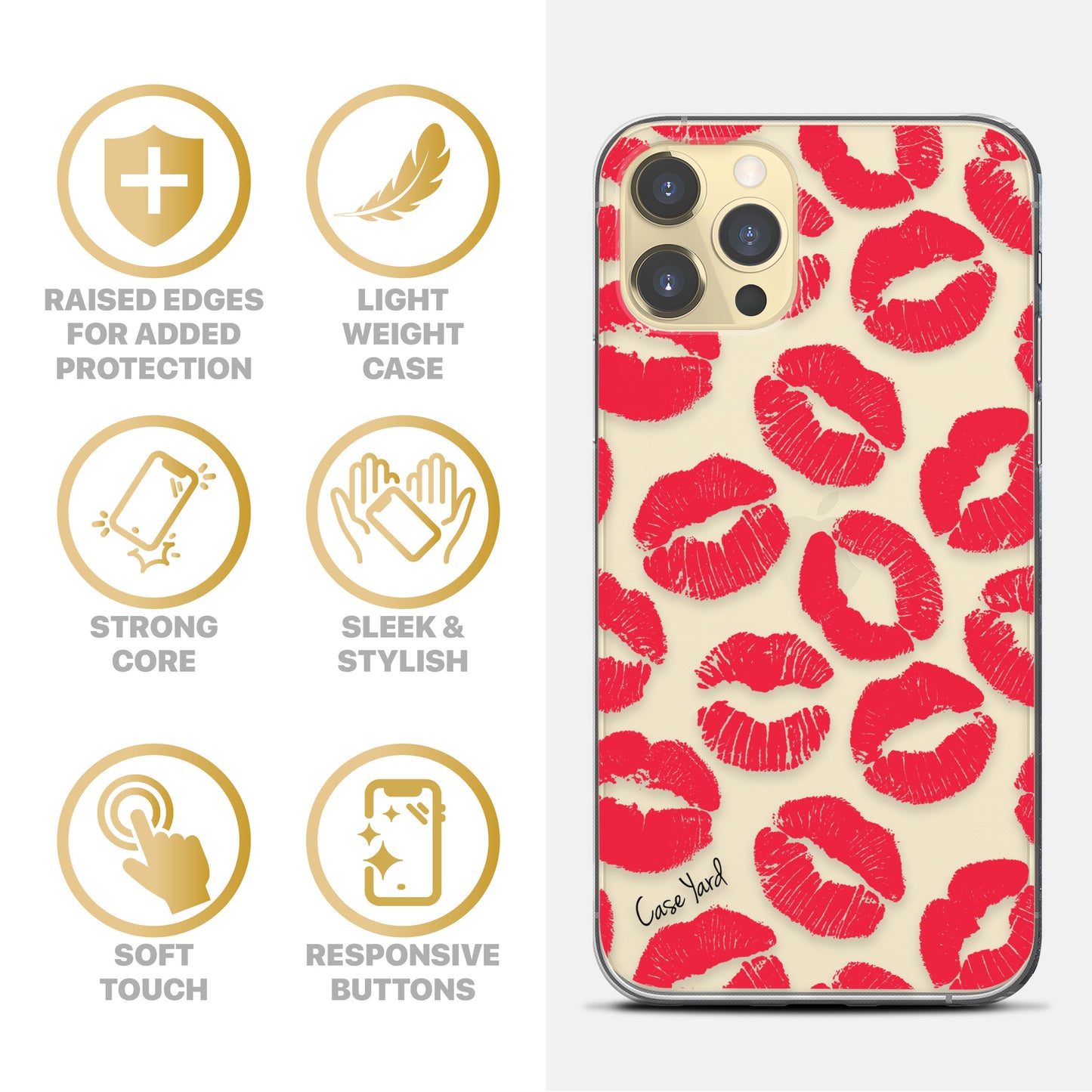 Kisses TPU Clear Phone Case for iPhone & Samsung Phones