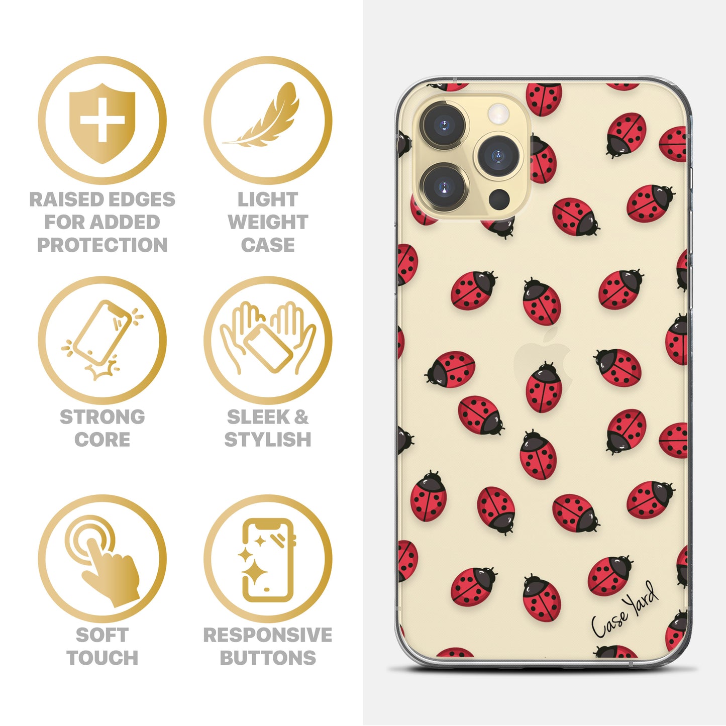 Ladybug TPU Clear Phone Case for iPhone & Samsung Phones