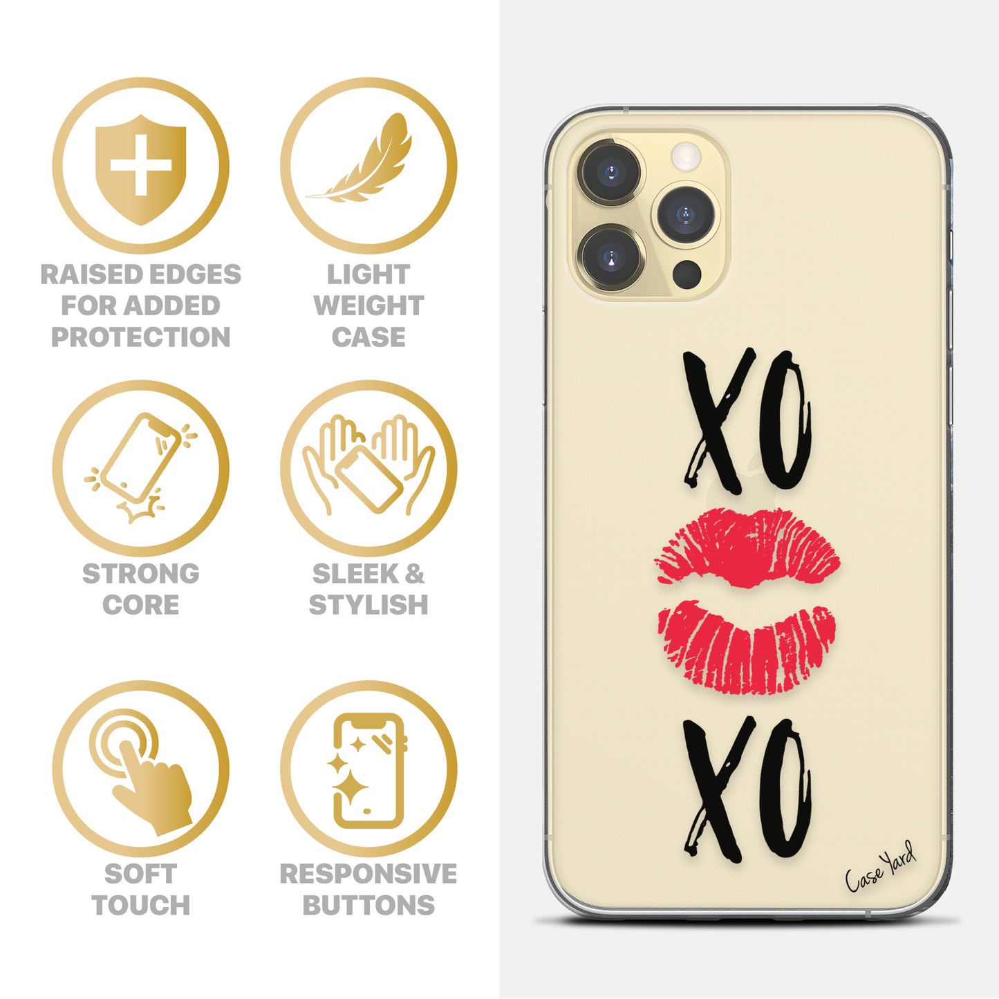 XOXO Kiss TPU Clear Phone Case for iPhone & Samsung Phones