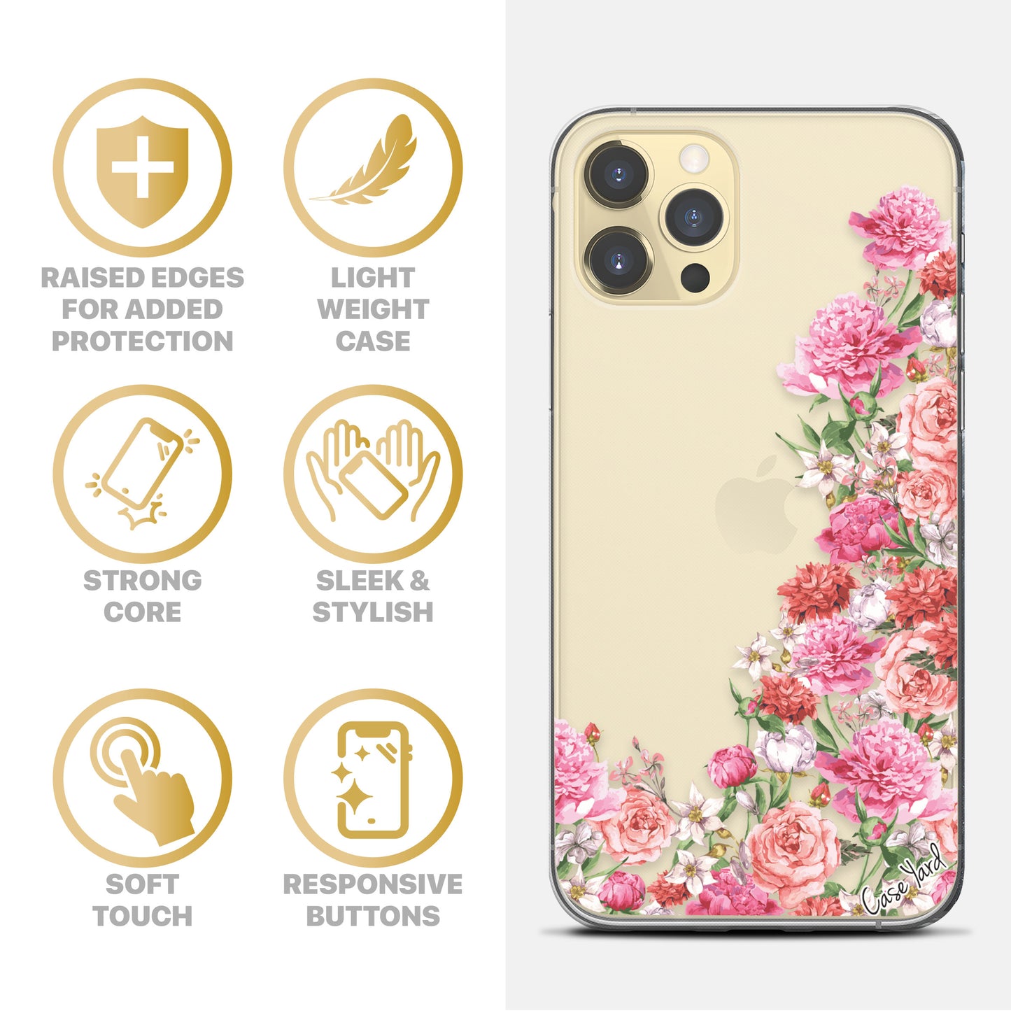 Garden Roses TPU Clear Phone Case for iPhone & Samsung Phones