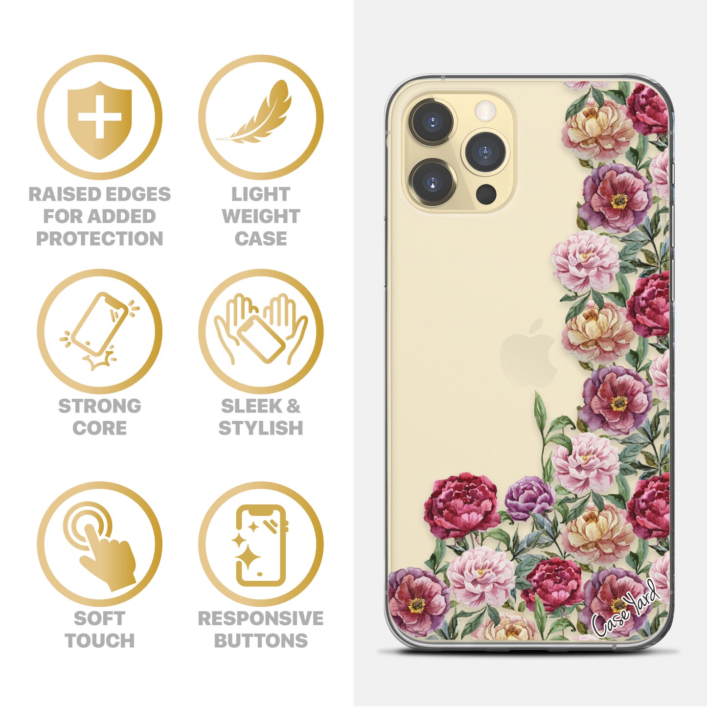 Purple Botanics TPU Clear Phone Case for iPhone & Samsung Phones