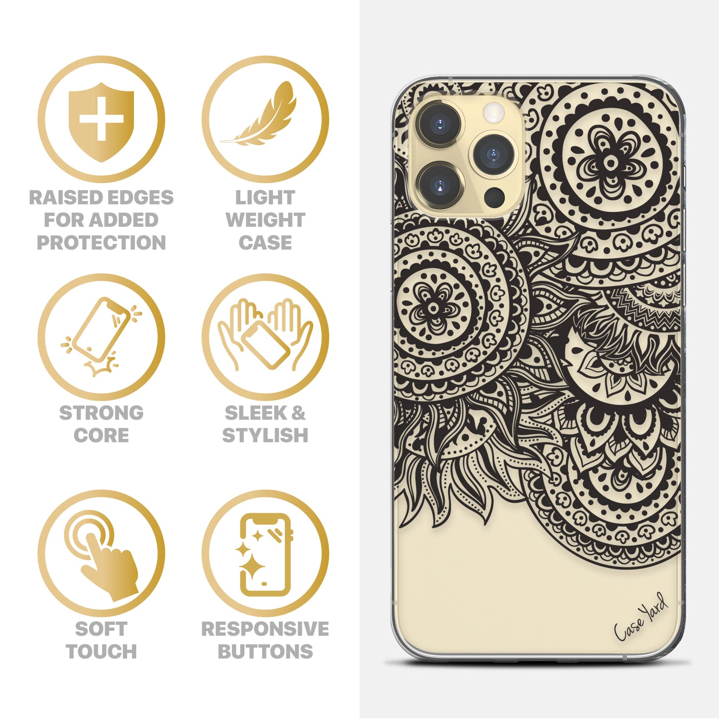 TPU Clear case with (Doodle Circles) Design for iPhone & Samsung Phones