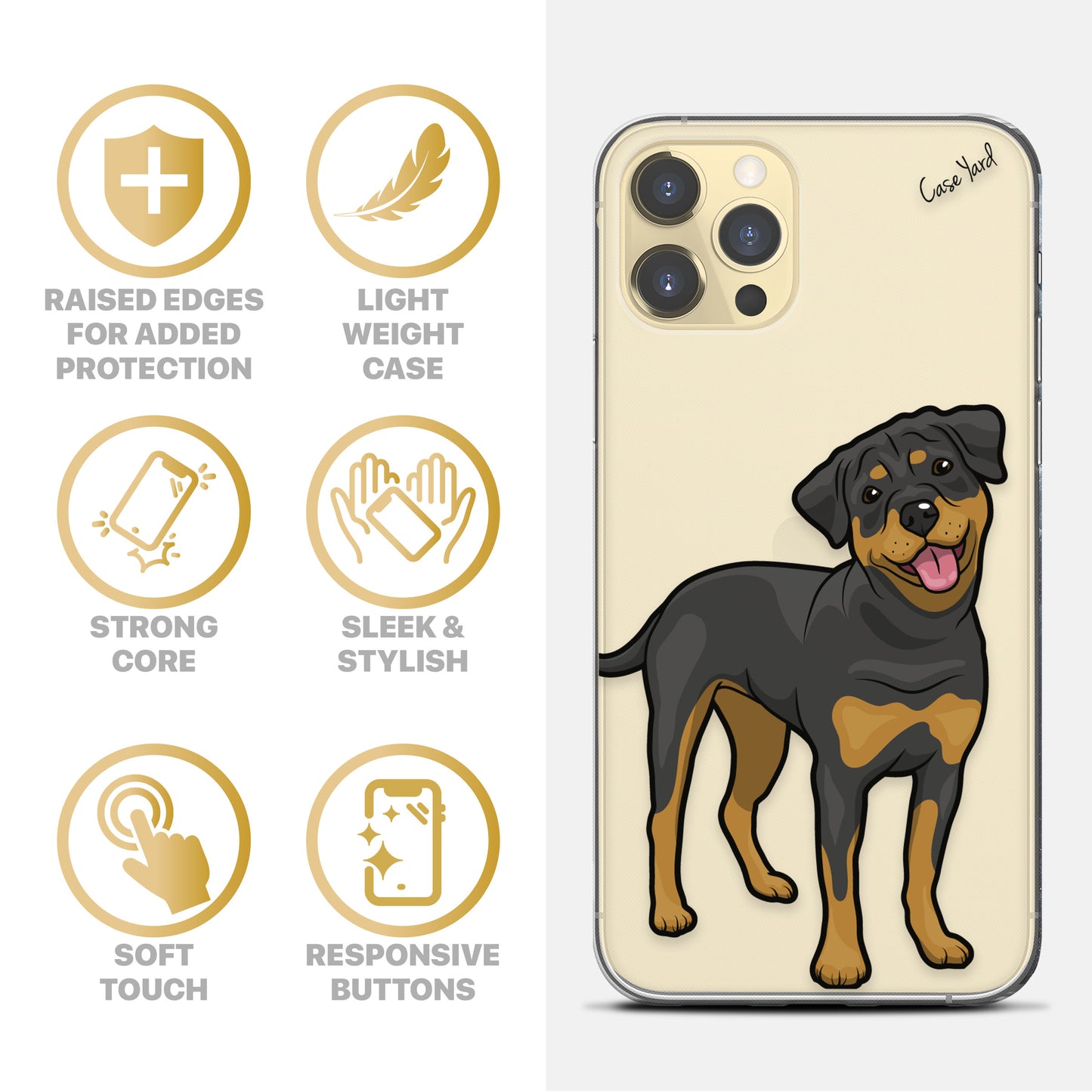 TPU Clear case with (Rottweiler) Design for iPhone & Samsung Phones