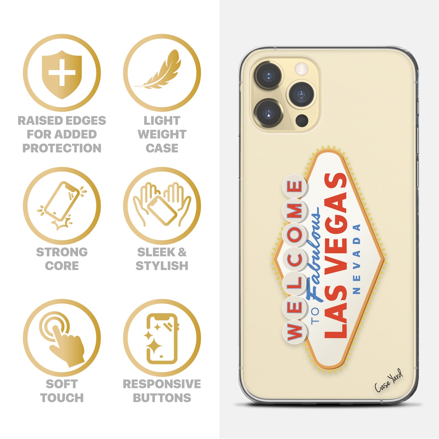 Las Vegas Sign TPU Clear Phone Case for iPhone & Samsung Phones