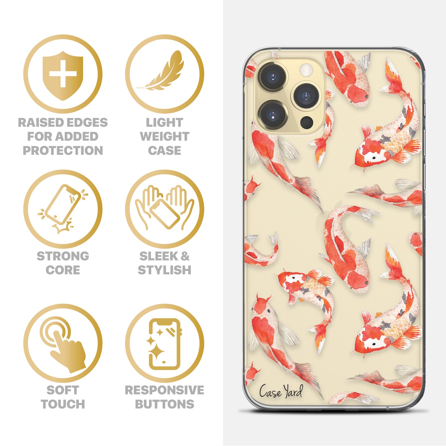 Koi Fish Pond TPU Clear Phone Case for iPhone & Samsung Phones