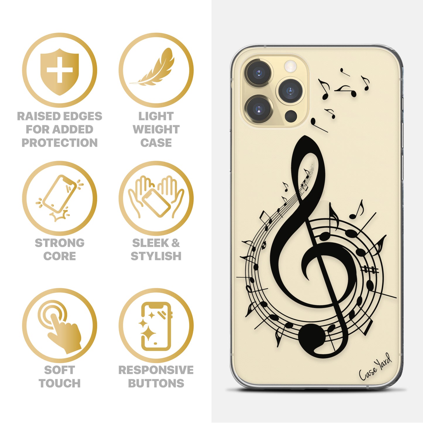 Music 2 TPU Clear Phone Case for iPhone & Samsung Phones