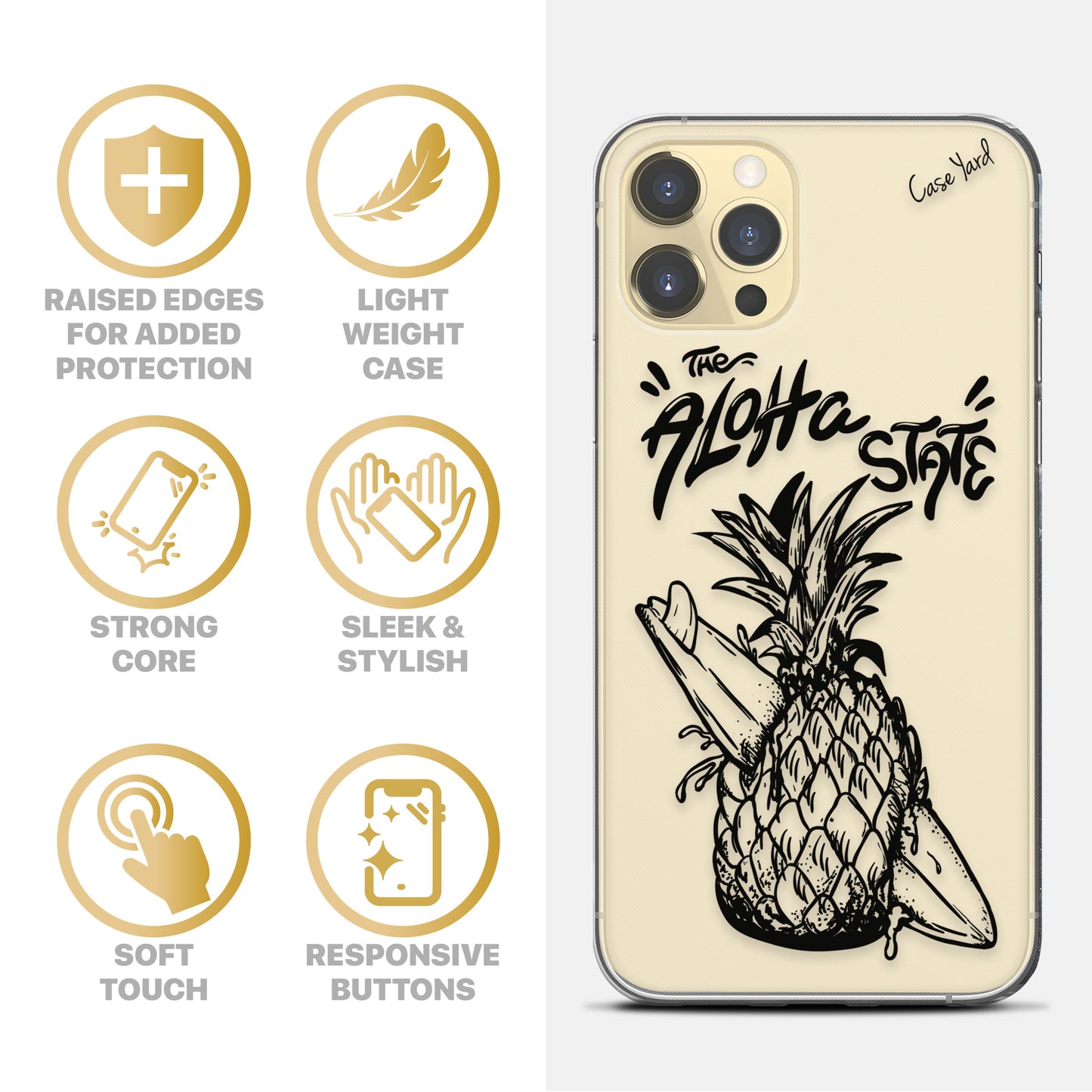 TPU Case Clear case with (Aloha State Pineapple) Design for iPhone & Samsung Phones