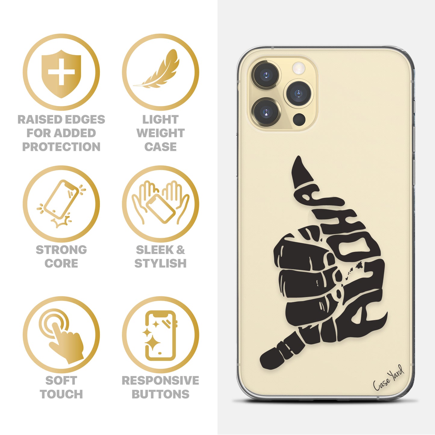TPU Clear case with (Aloha Shaka) Design for iPhone & Samsung Phones
