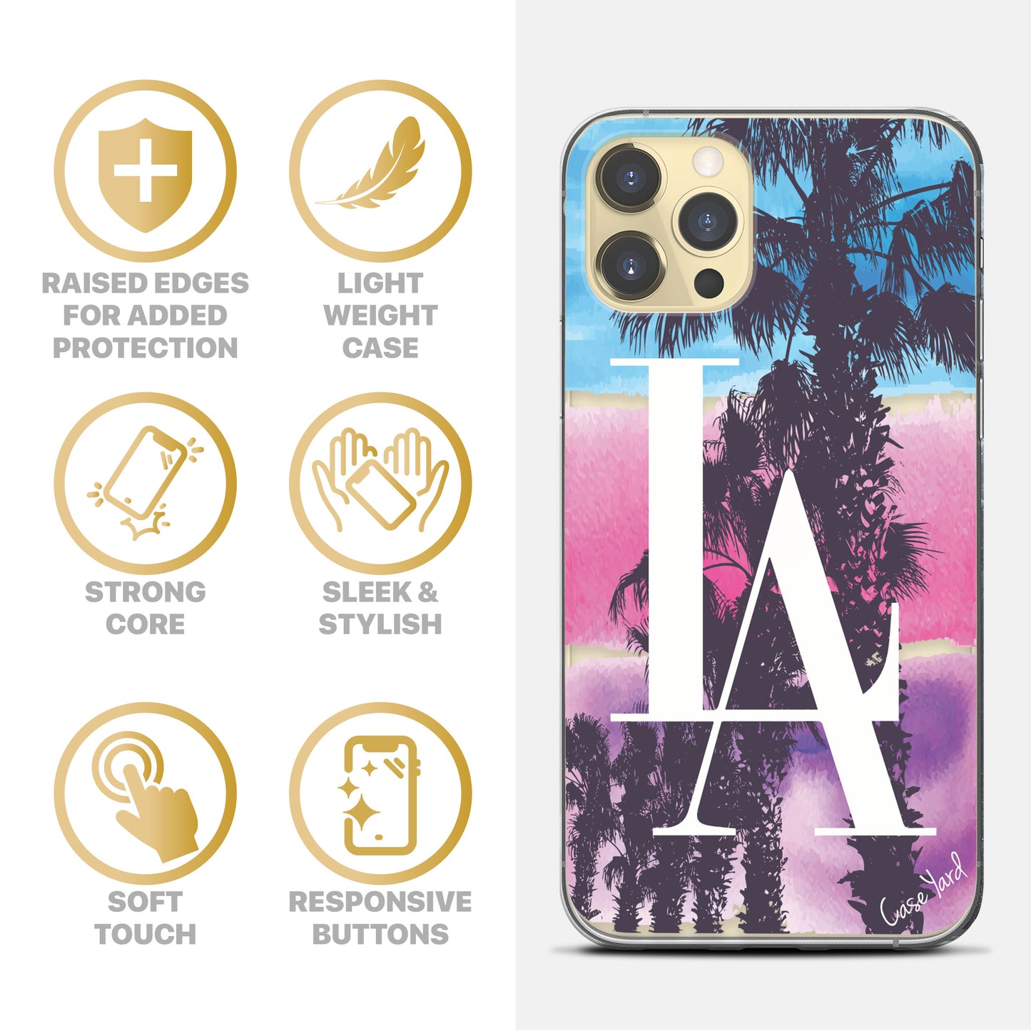 TPU Clear case with (LA) Design for iPhone & Samsung Phones