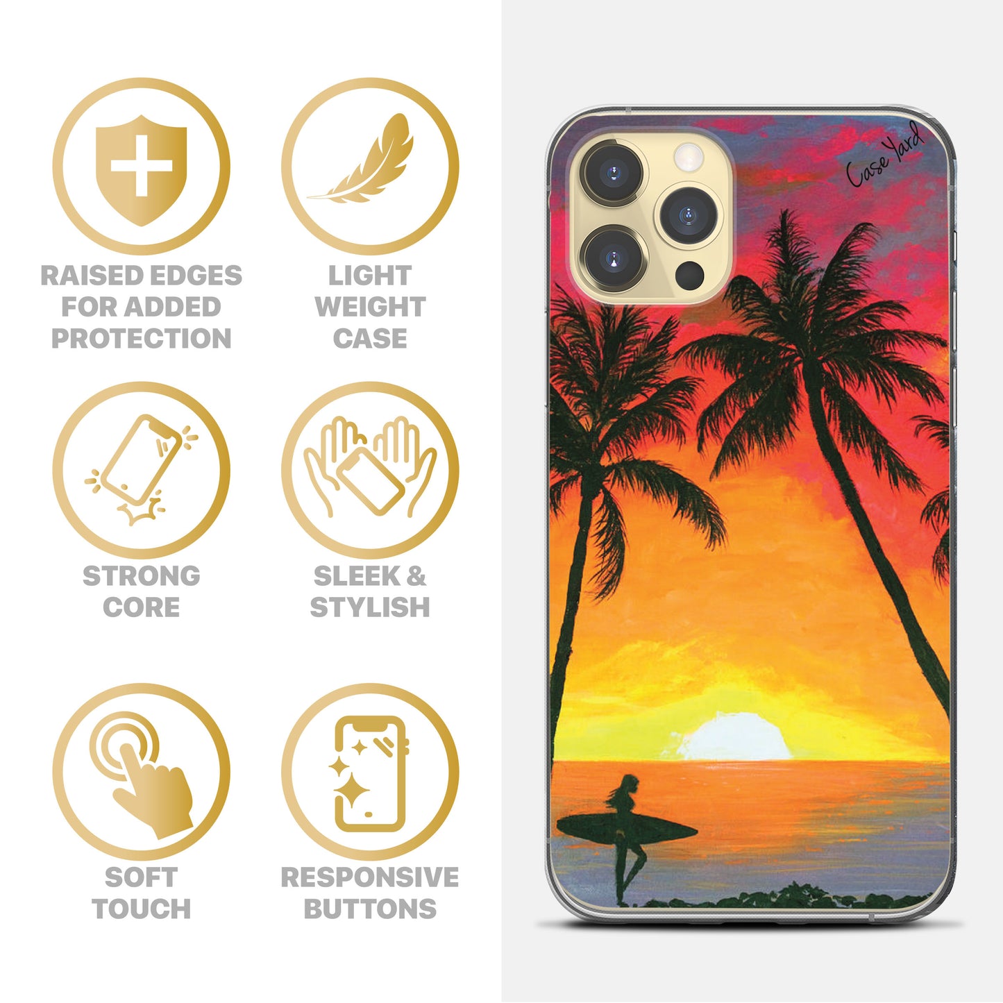 TPU Clear case with (Surf Girl) Design for iPhone & Samsung Phones