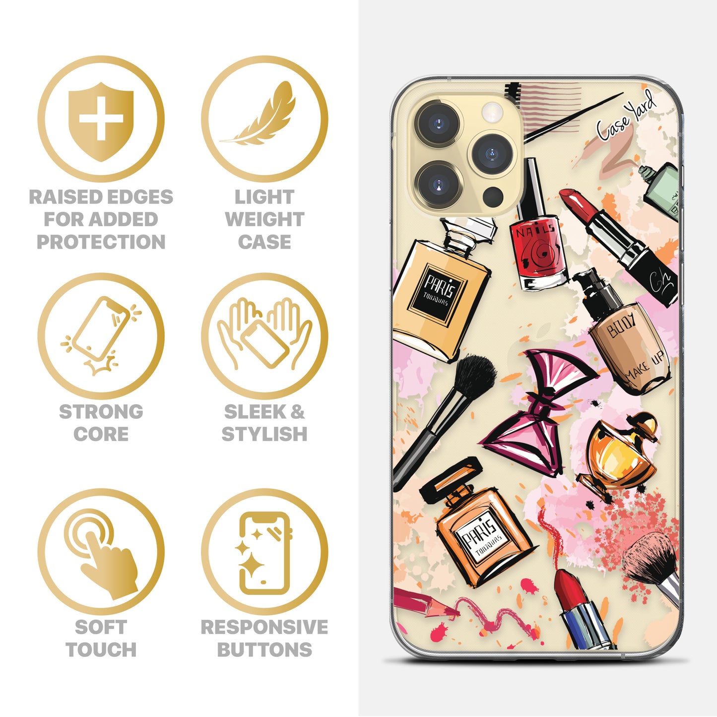 TPU Clear case with (Make Up Case) Design for iPhone & Samsung Phones
