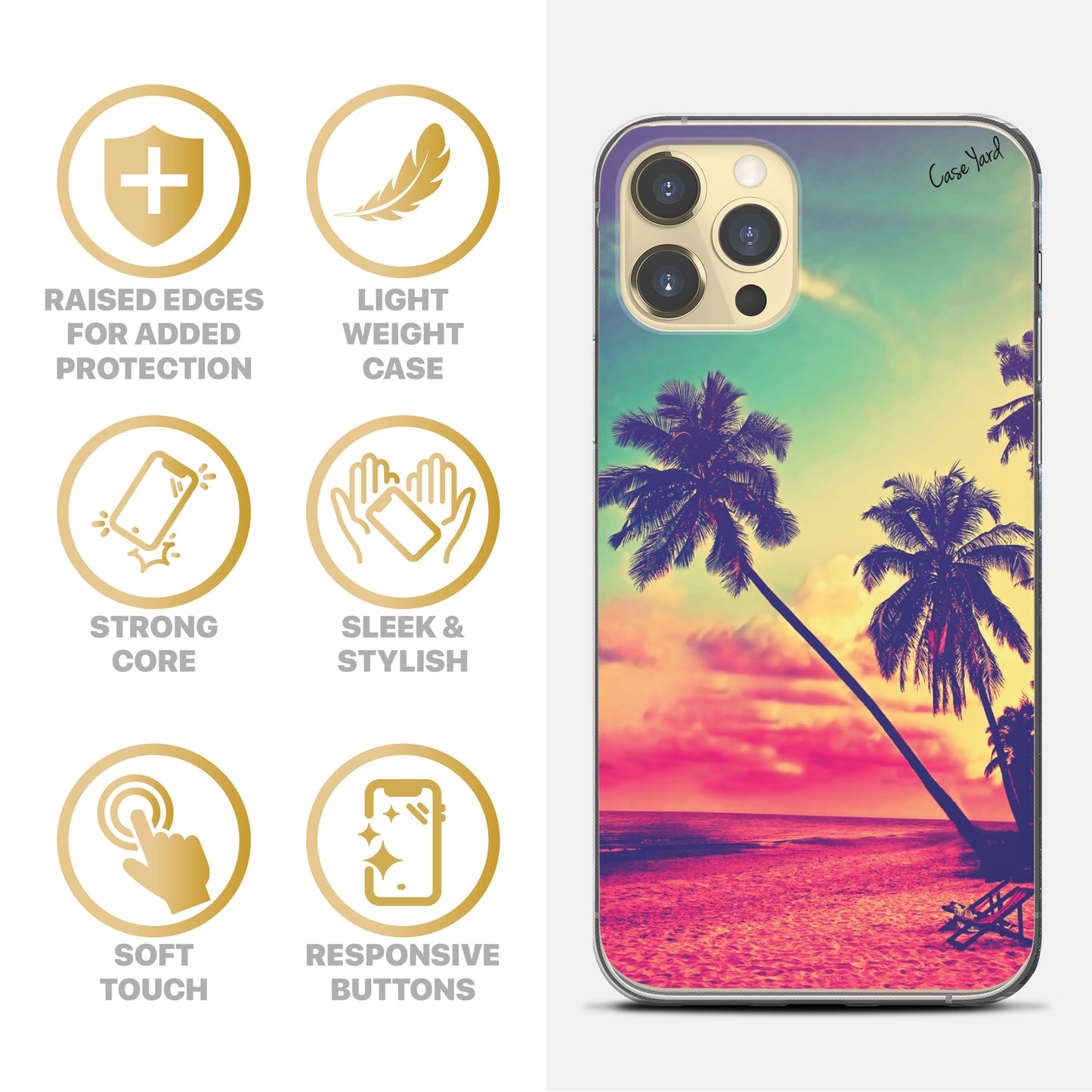 TPU Case Clear case with (Beach Paradiso) Design for iPhone & Samsung Phones