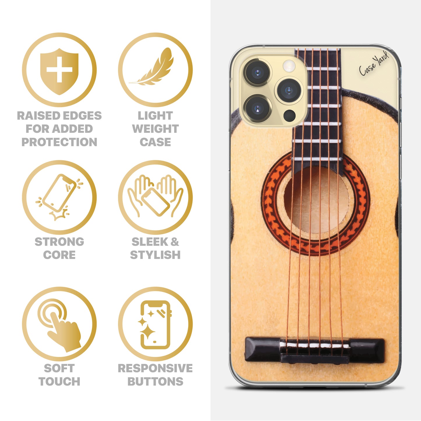 TPU Clear case with (Acoustic Guitar) Design for iPhone & Samsung Phones