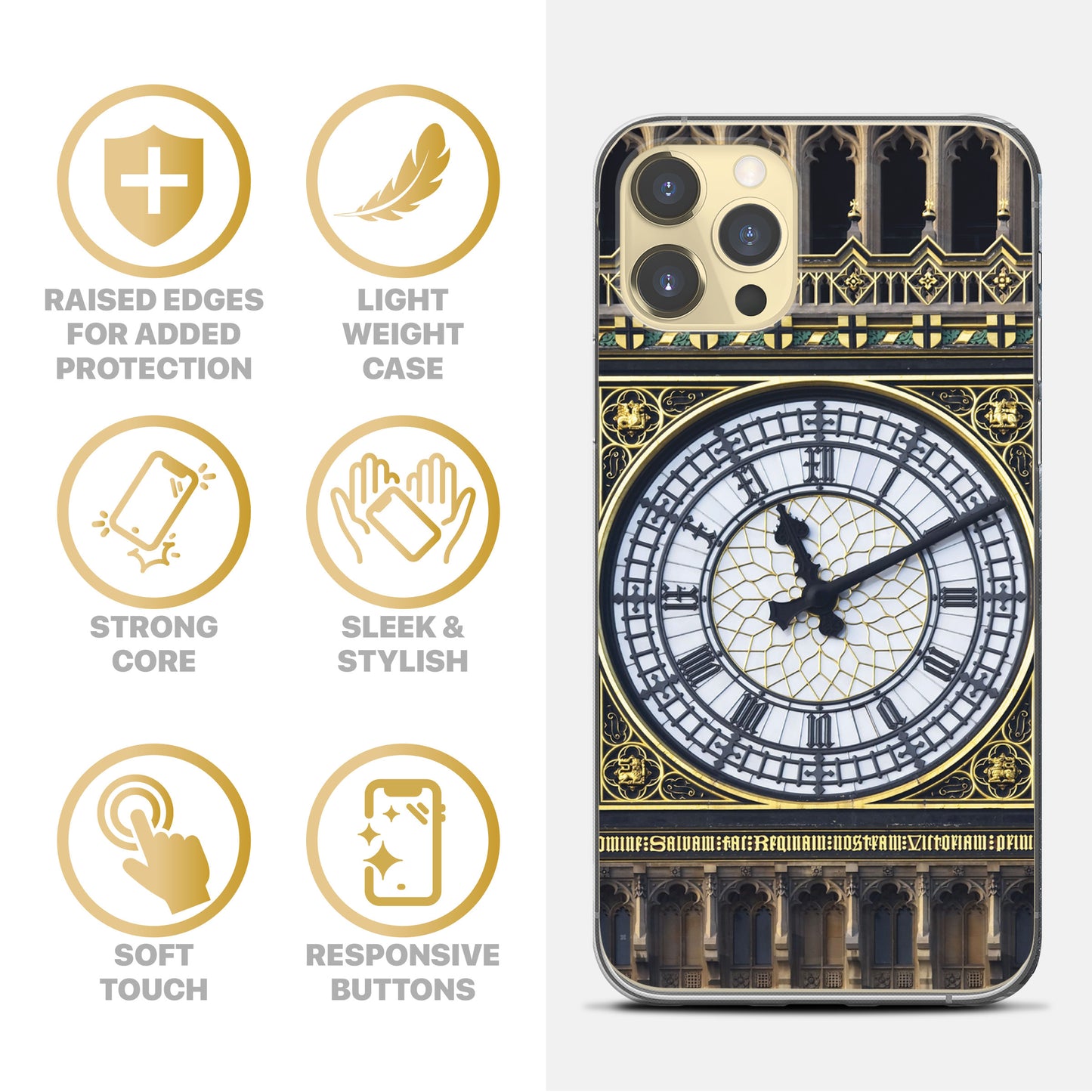 TPU Case Clear case with (Big Ben Clock) Design for iPhone & Samsung Phones