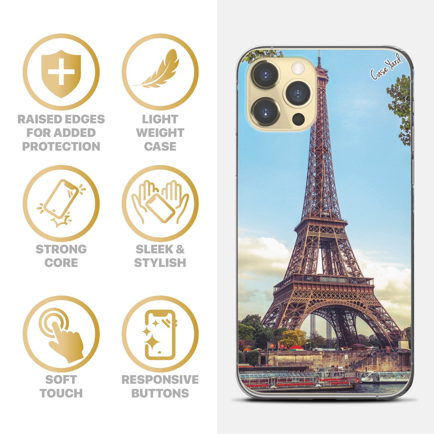 TPU Clear case with (Eiffel Tower) Design for iPhone & Samsung Phones