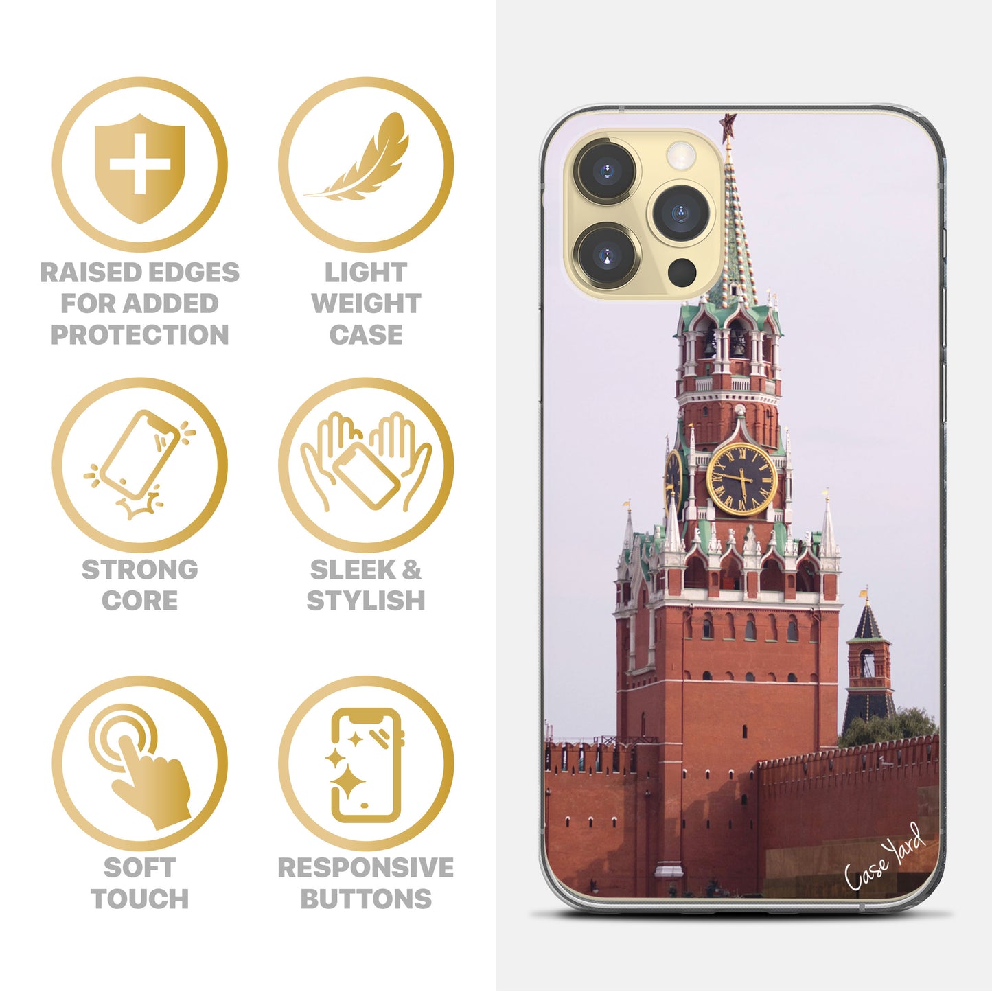 TPU Case Clear case with (Kremlin) Design for iPhone & Samsung Phones