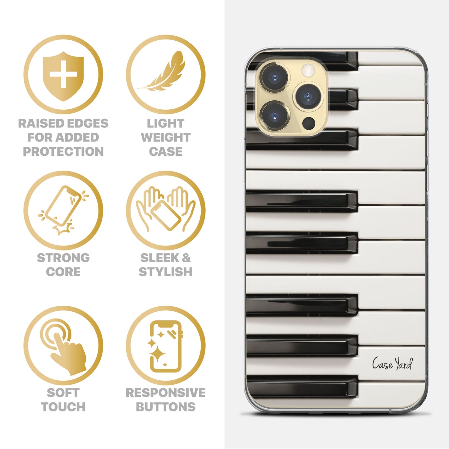 TPU Case Clear case with (Piano Keys) Design for iPhone & Samsung Phones