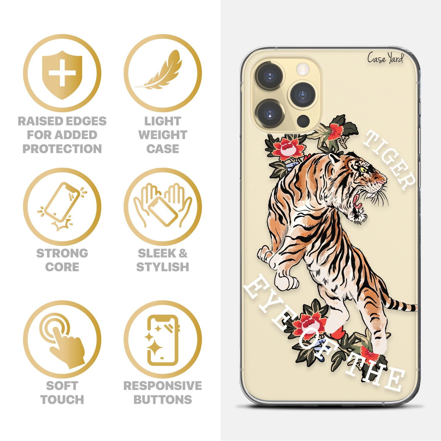TPU Case Clear case with (Eye of the Tiger) Design for iPhone & Samsung Phones