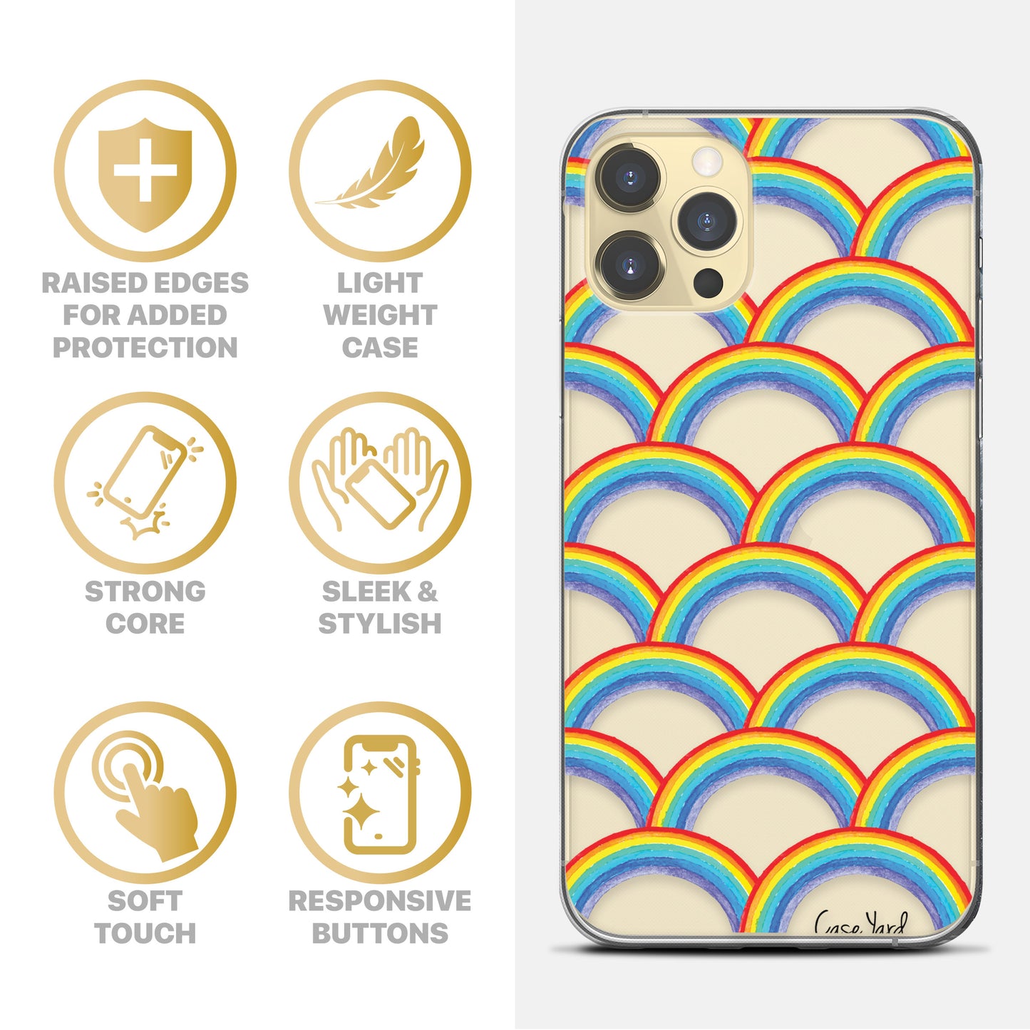 Rainbow Pattern TPU Clear Phone Case for iPhone & Samsung Phones