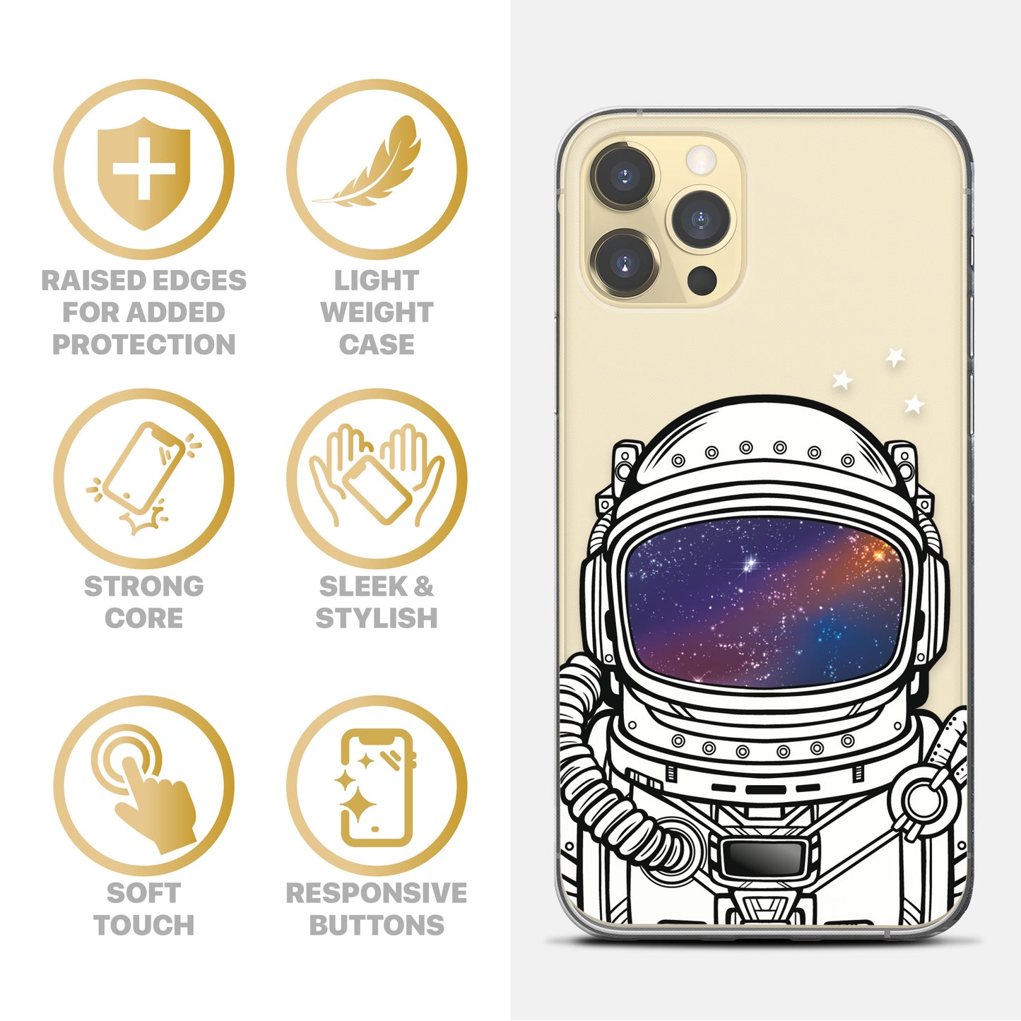 TPU Clear case with (Astronaut Helmet) Design for iPhone & Samsung Phones