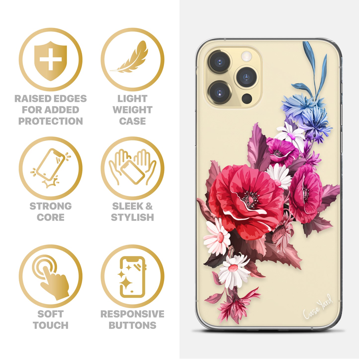 Hawaii Bouquet TPU Clear Phone Case for iPhone & Samsung Phones