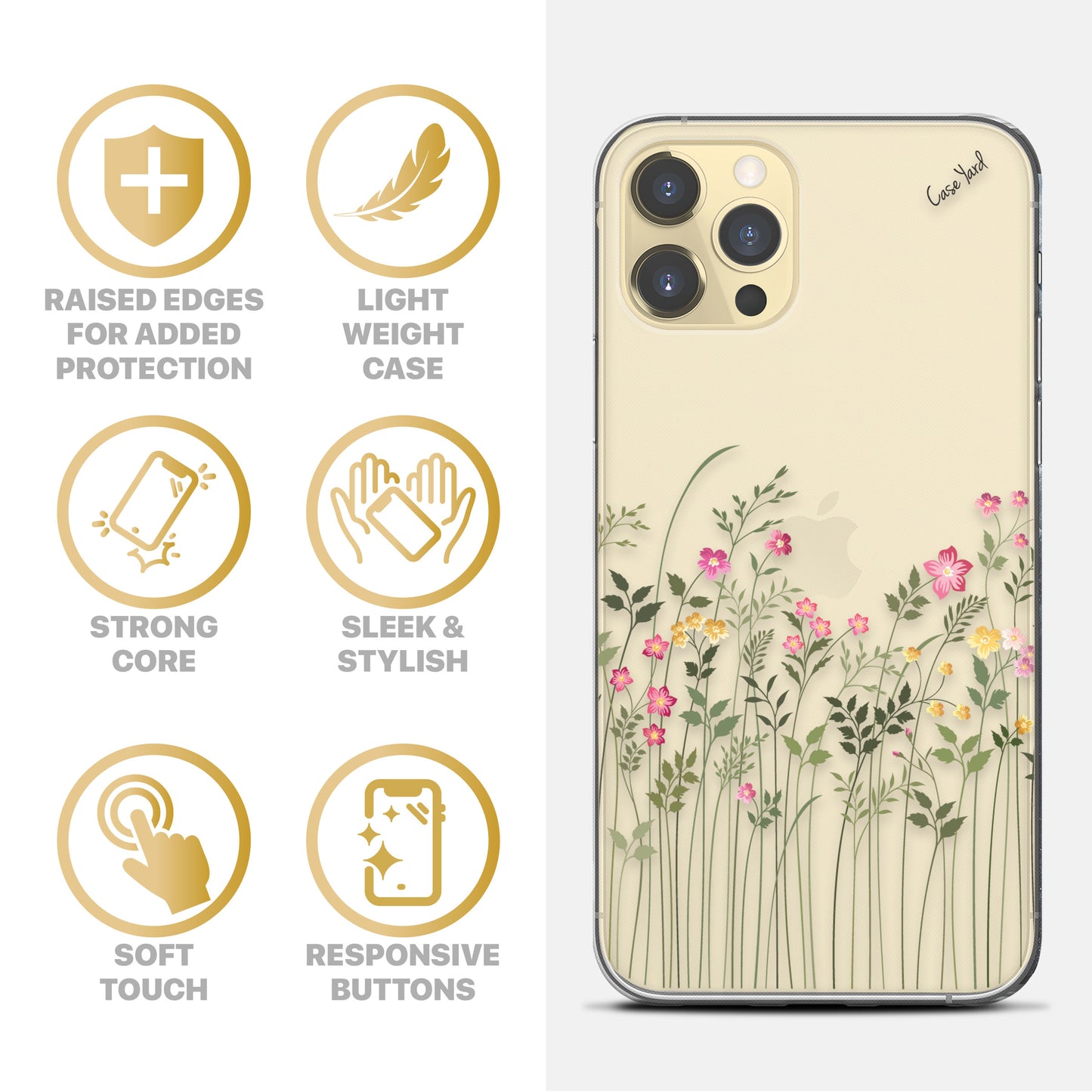 Floral Flowers TPU Clear Phone Case for iPhone & Samsung Phones