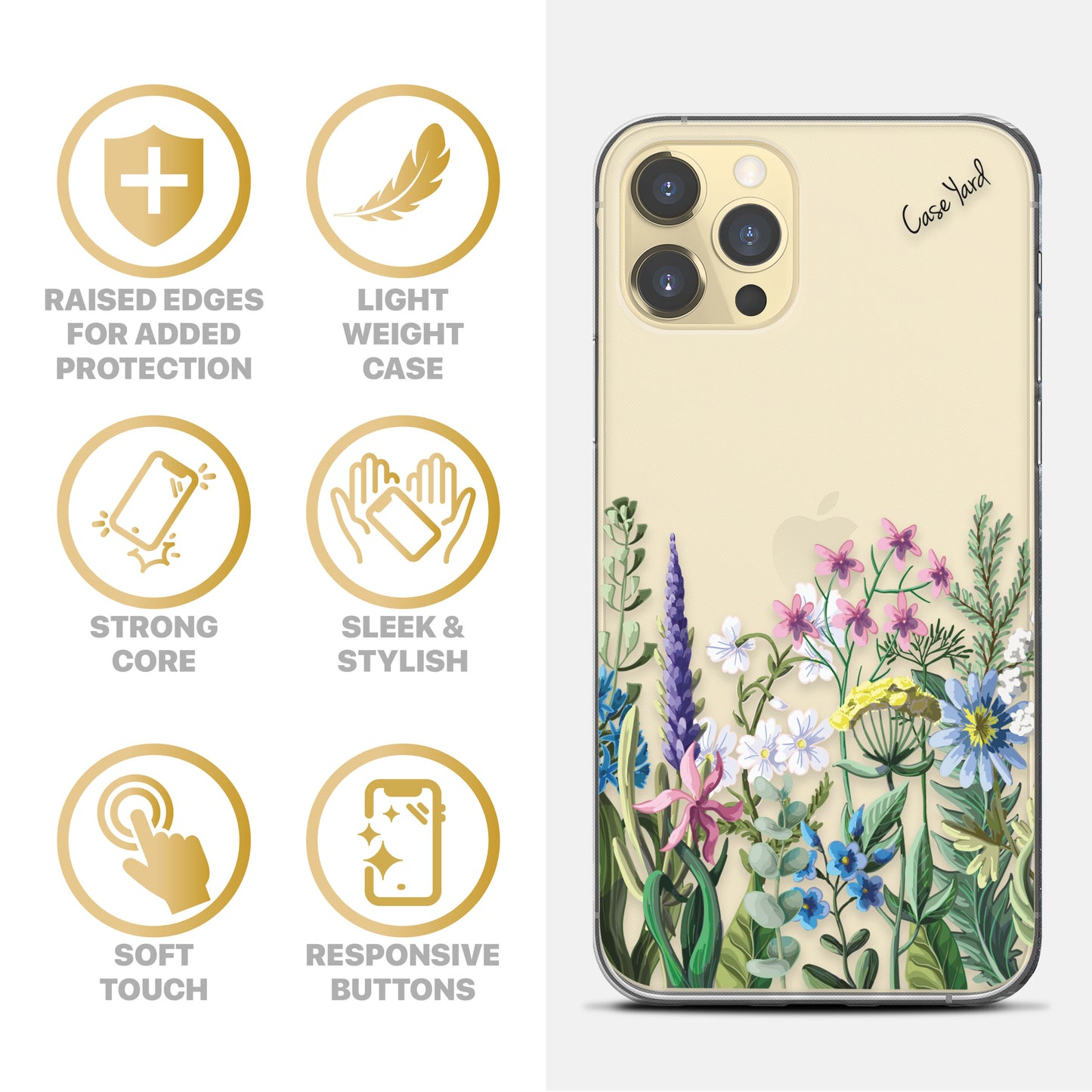 Flower Bouquet TPU Clear Phone Case for iPhone & Samsung Phones