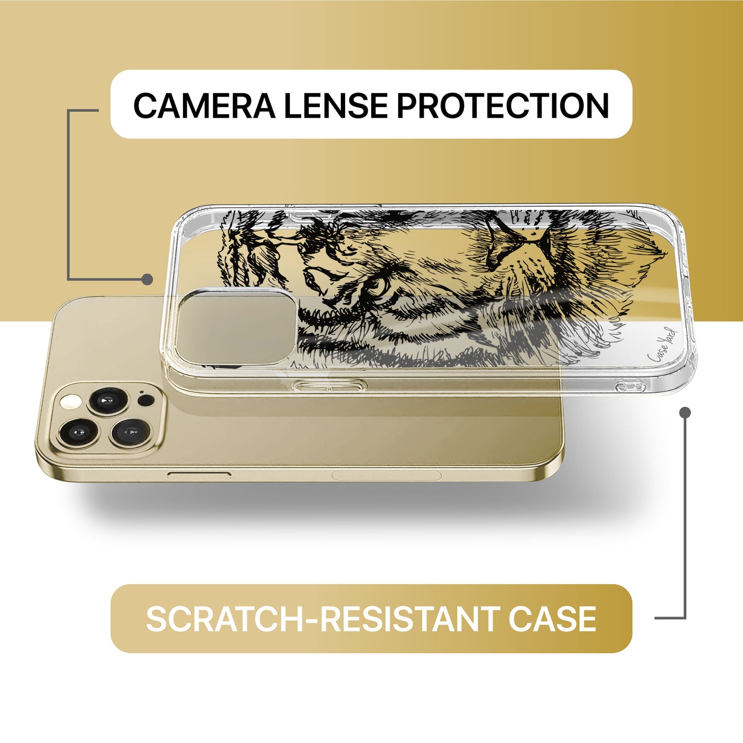 TPU Clear case with (Tiger Sketch) Design for iPhone & Samsung Phones