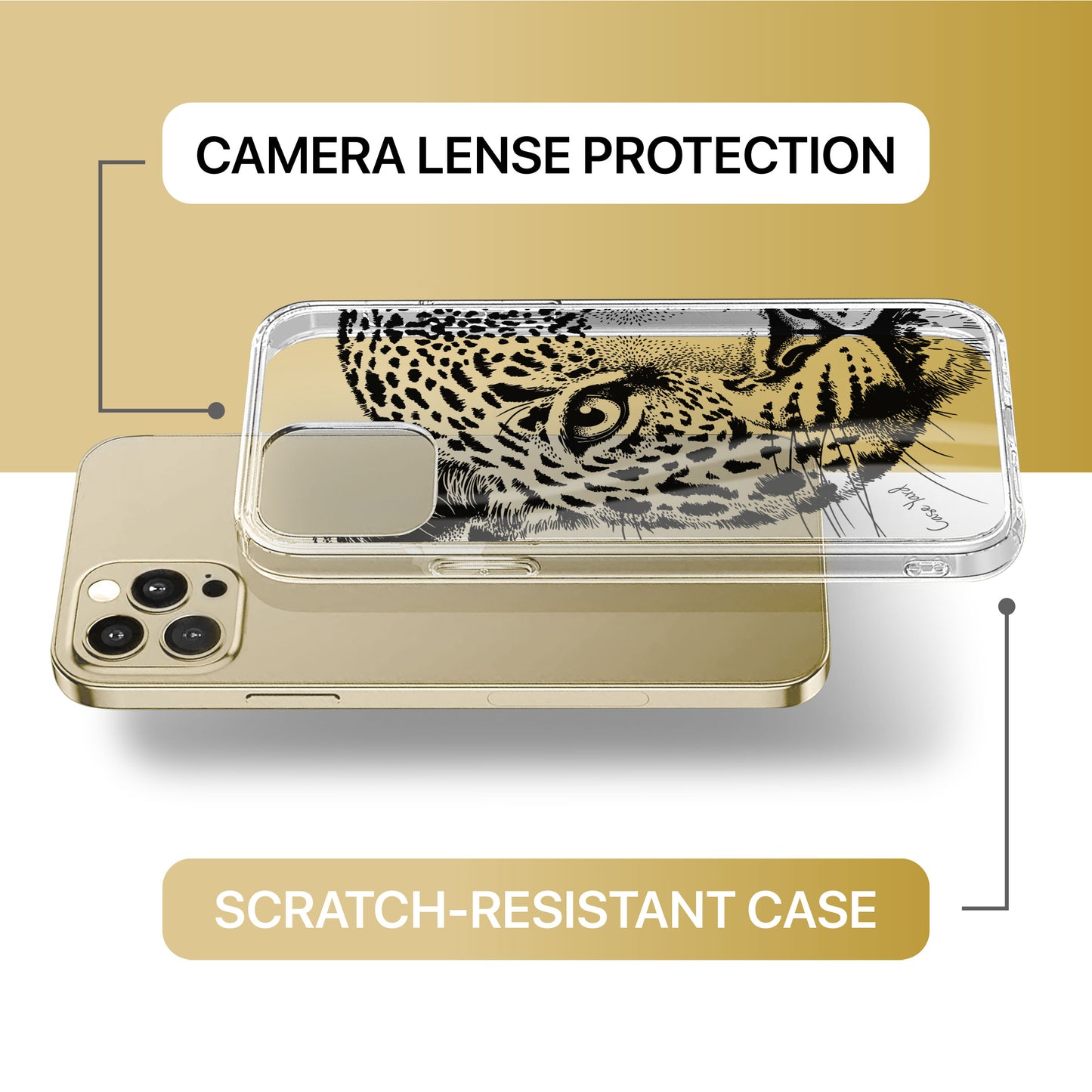 Leopard Sketch TPU Clear Phone Case for iPhone & Samsung Phones