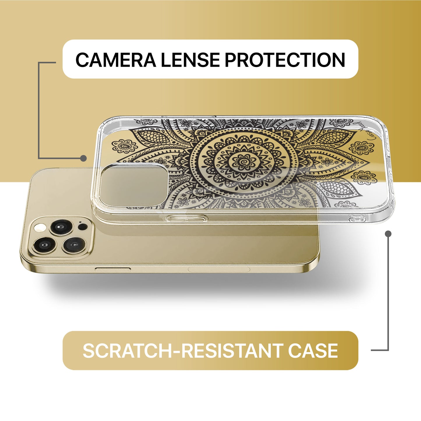 TPU Clear case with (Boho Mandala) Design for iPhone & Samsung Phones