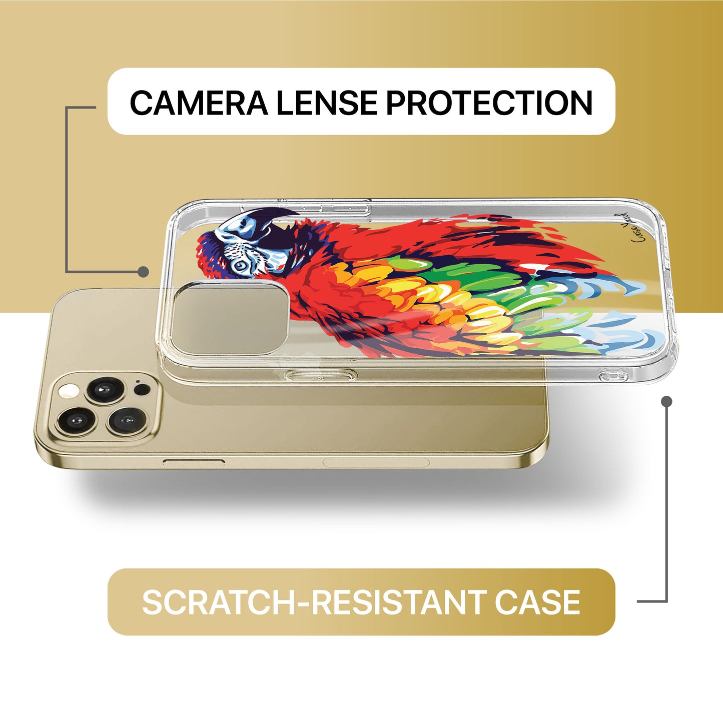 Watercolor Macaw TPU Clear Phone Case for iPhone & Samsung Phones