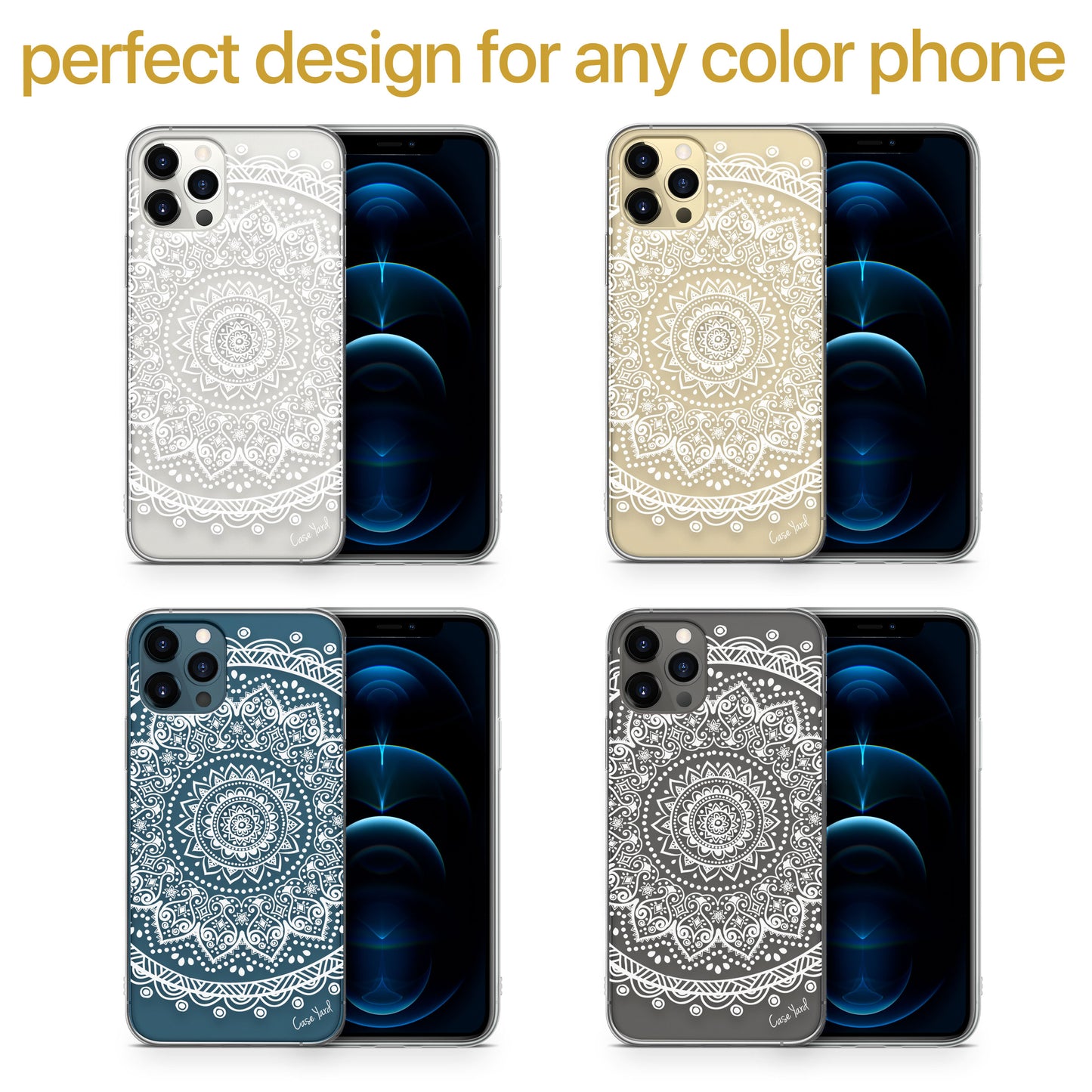 TPU Clear case with (Mandala Clear) Design for iPhone & Samsung Phones