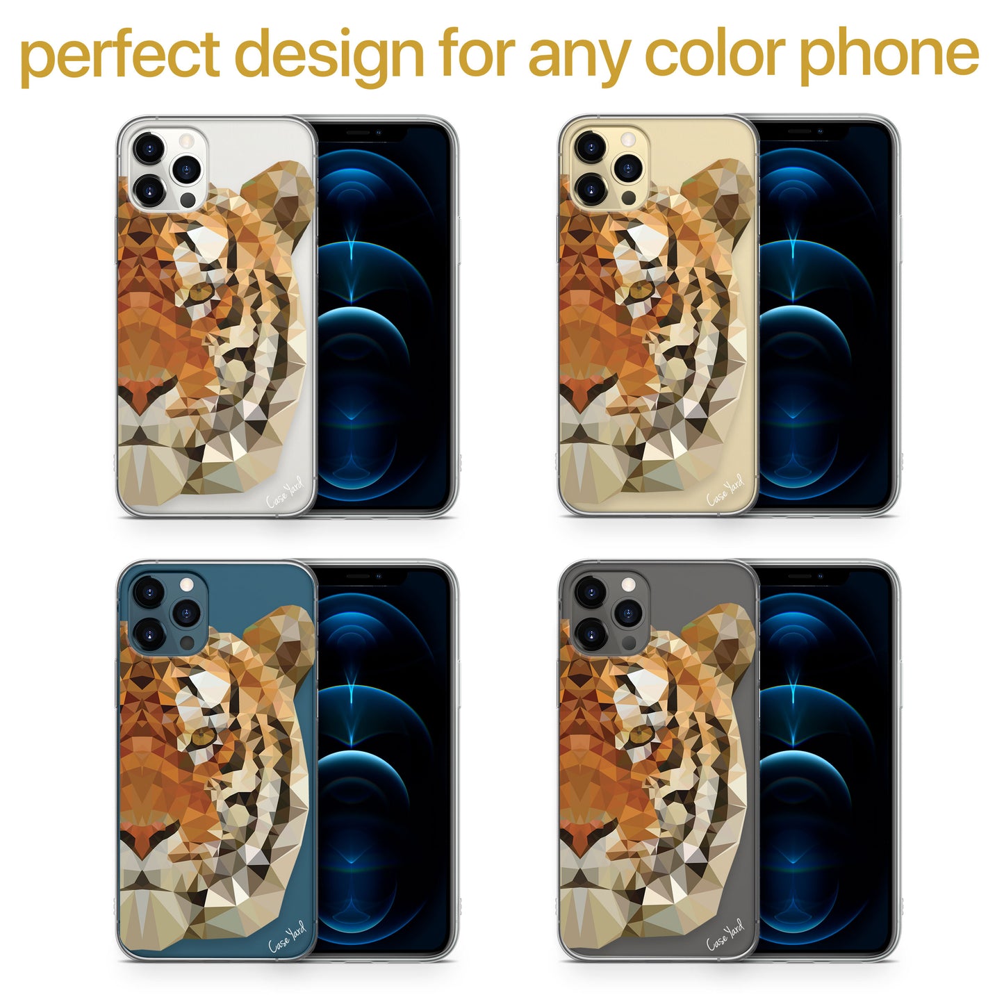 TPU Clear case with (Tiger Face) Design for iPhone & Samsung Phones