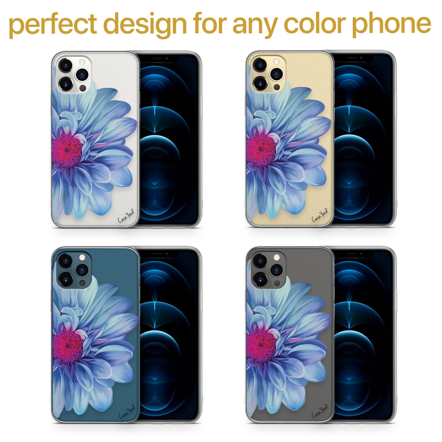TPU Clear case with (Mona Lisa Flower) Design for iPhone & Samsung Phones