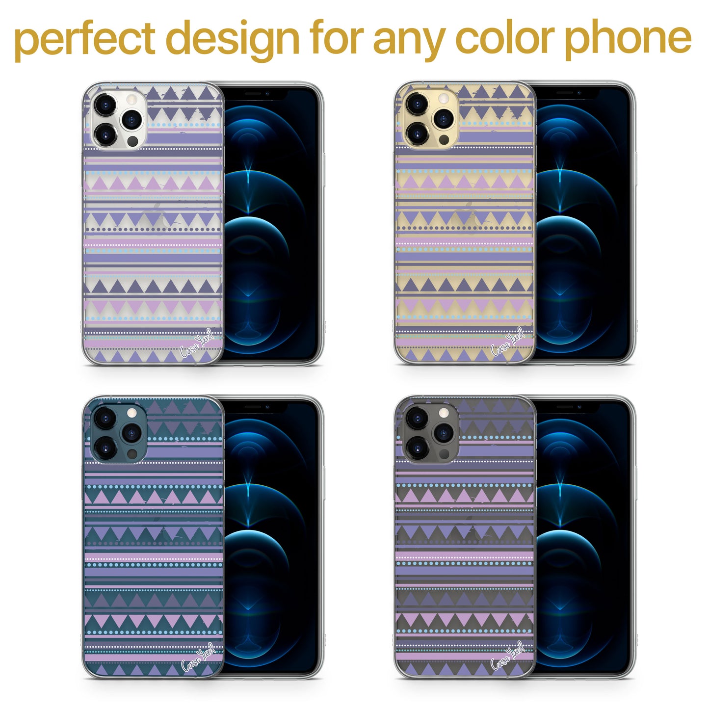 Purple Aztec TPU Clear Phone Case for iPhone & Samsung Phones