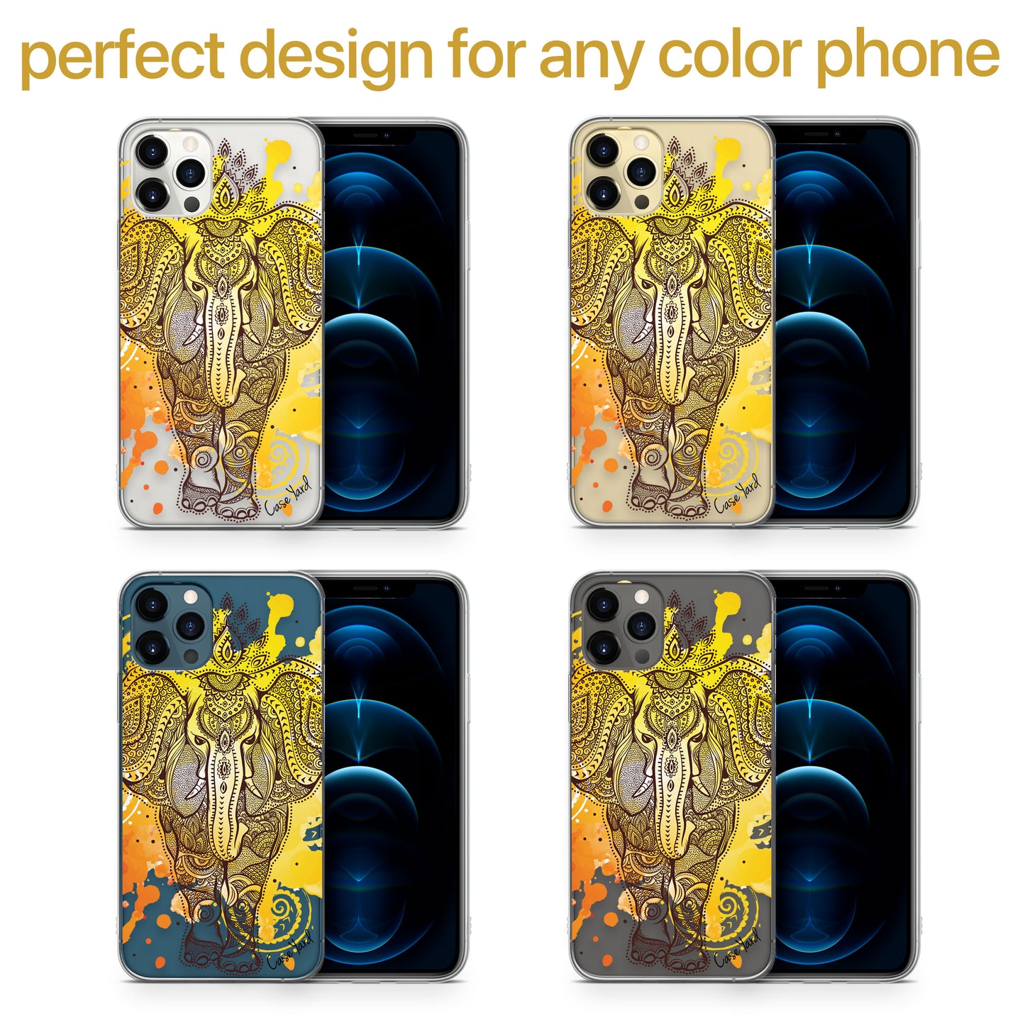 Elephant Stain TPU Clear Phone Case for iPhone & Samsung Phones