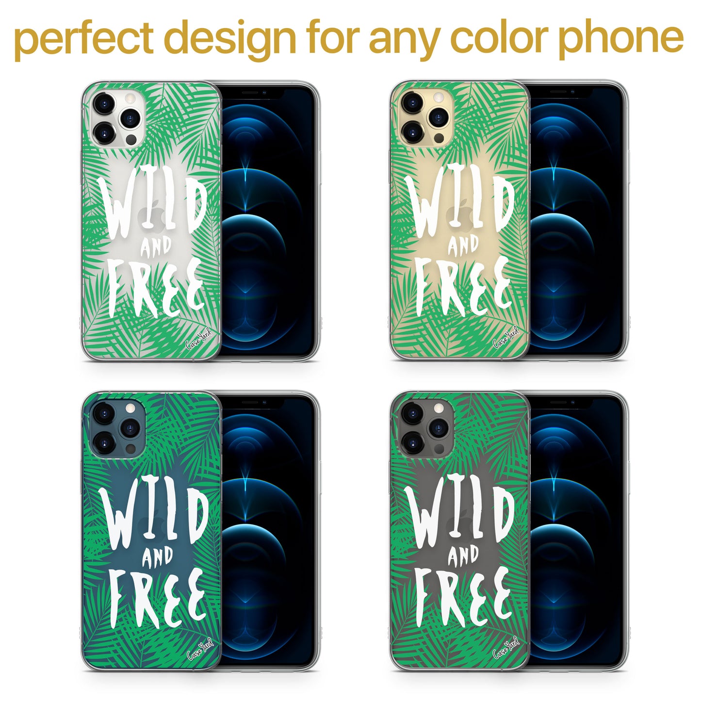 TPU Case Clear case with (Wild & Free Palm Tree) Design for iPhone & Samsung Phones