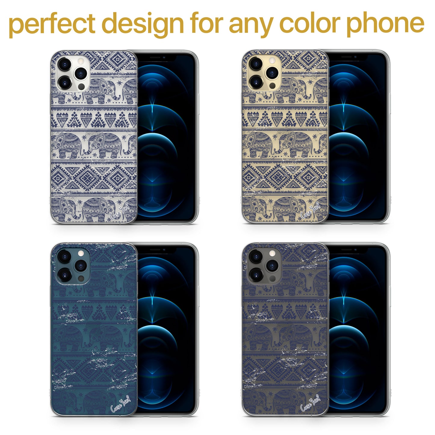 Elephant Pattern TPU Clear Phone Case for iPhone & Samsung Phones