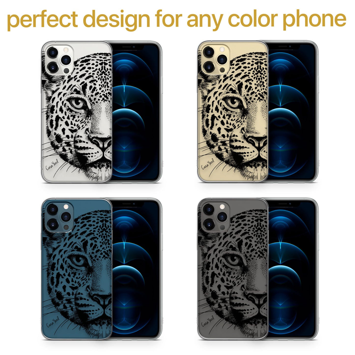 Leopard Sketch TPU Clear Phone Case for iPhone & Samsung Phones