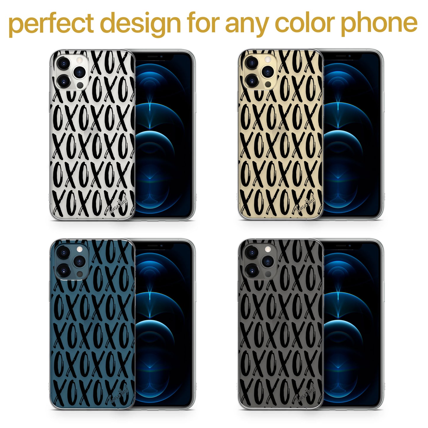 TPU Clear case with (XOXO) Design for iPhone & Samsung Phones