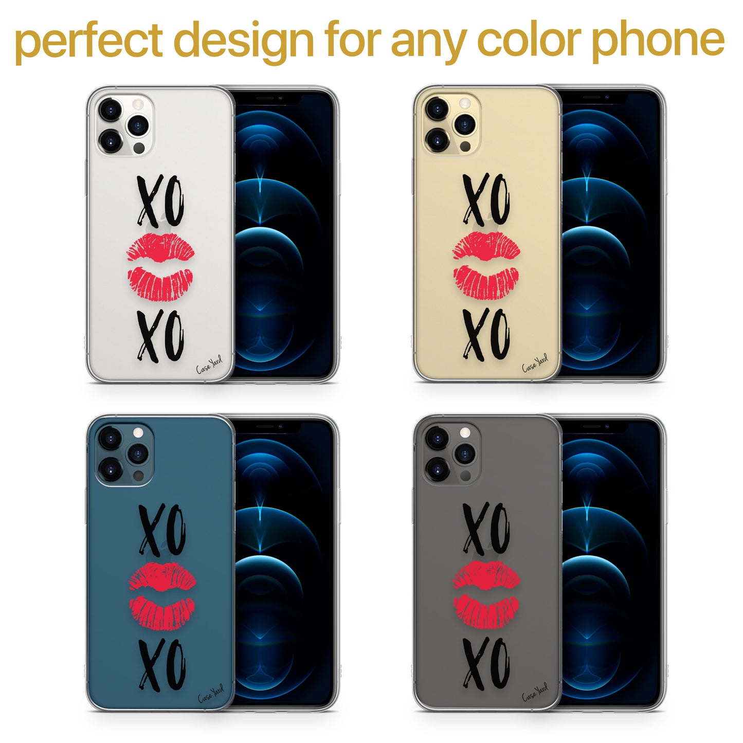 TPU Clear case with (XOXO Kiss) Design for iPhone & Samsung Phones